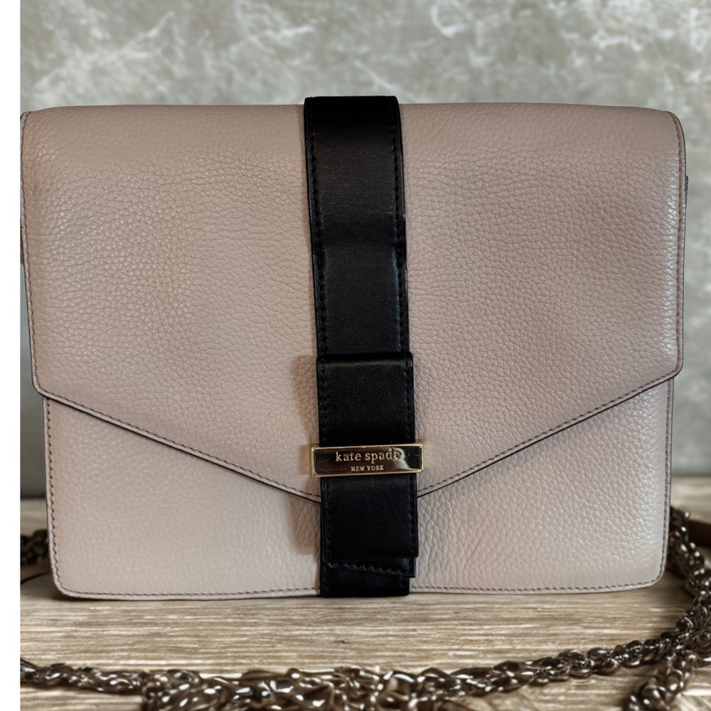 Kate Spade Cream and Black Crossbody Bag with Chain Strap